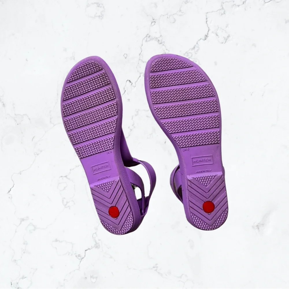 Hunter Original T-Bar Rubber Ankle Strap Sandals Purple Lavender UK 6 US 8 - Picture 5 of 5